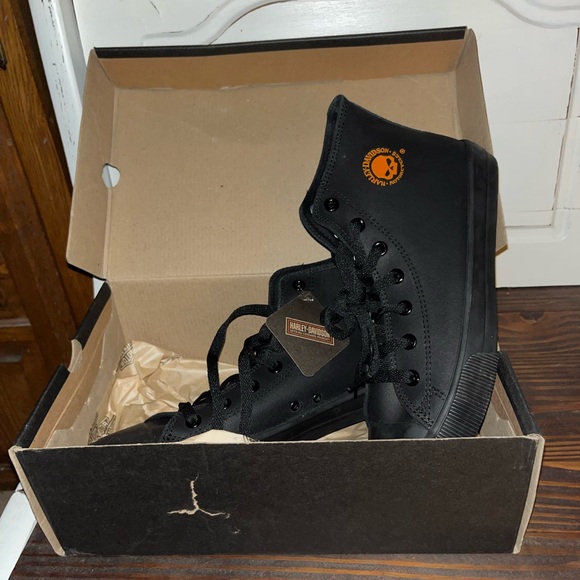 Harley-Davidson-Baxter Sneakers Black/Orange Men's Skull High Top Shoes 9.5 NWT - Picture 8 of 11